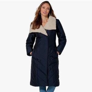 Masseys Faux Shearling Collared Puffer Coat for Women Size XL